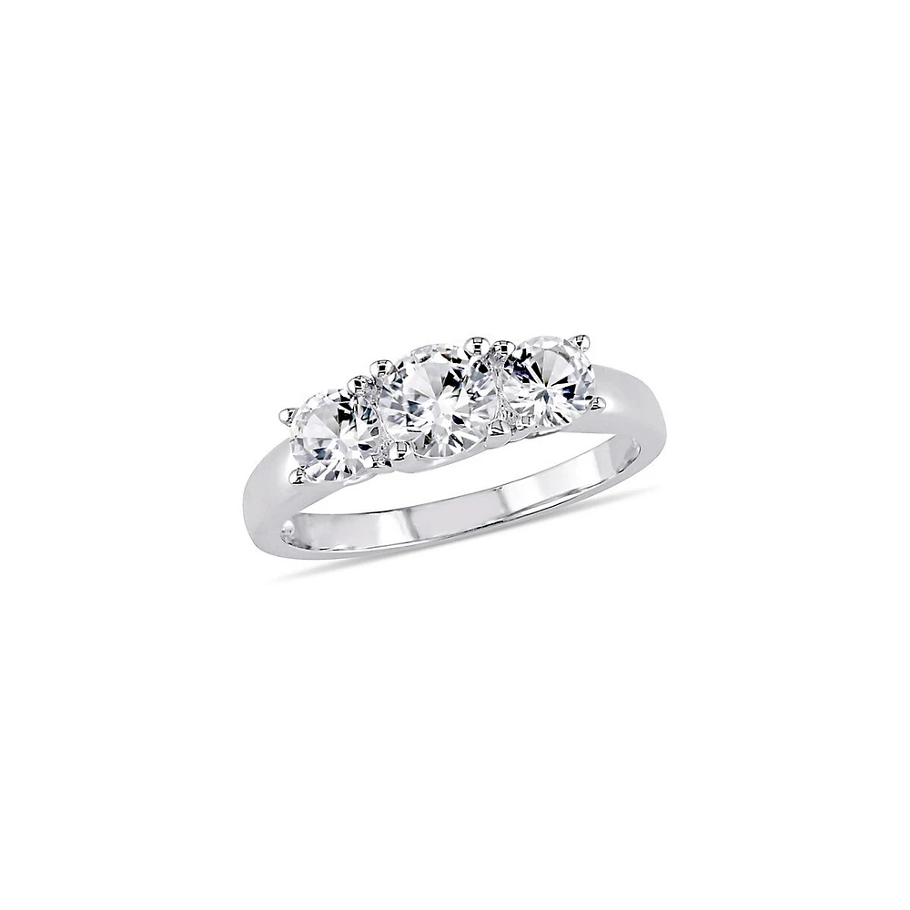 Bague de fiançailles à trois pierres en or blanc 10 ct