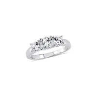 10K White Gold Three-Stone Engagement Ring