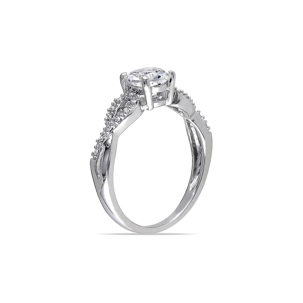 Bague d'éternité en or blanc 10 ct avec diamants 0,1 PT