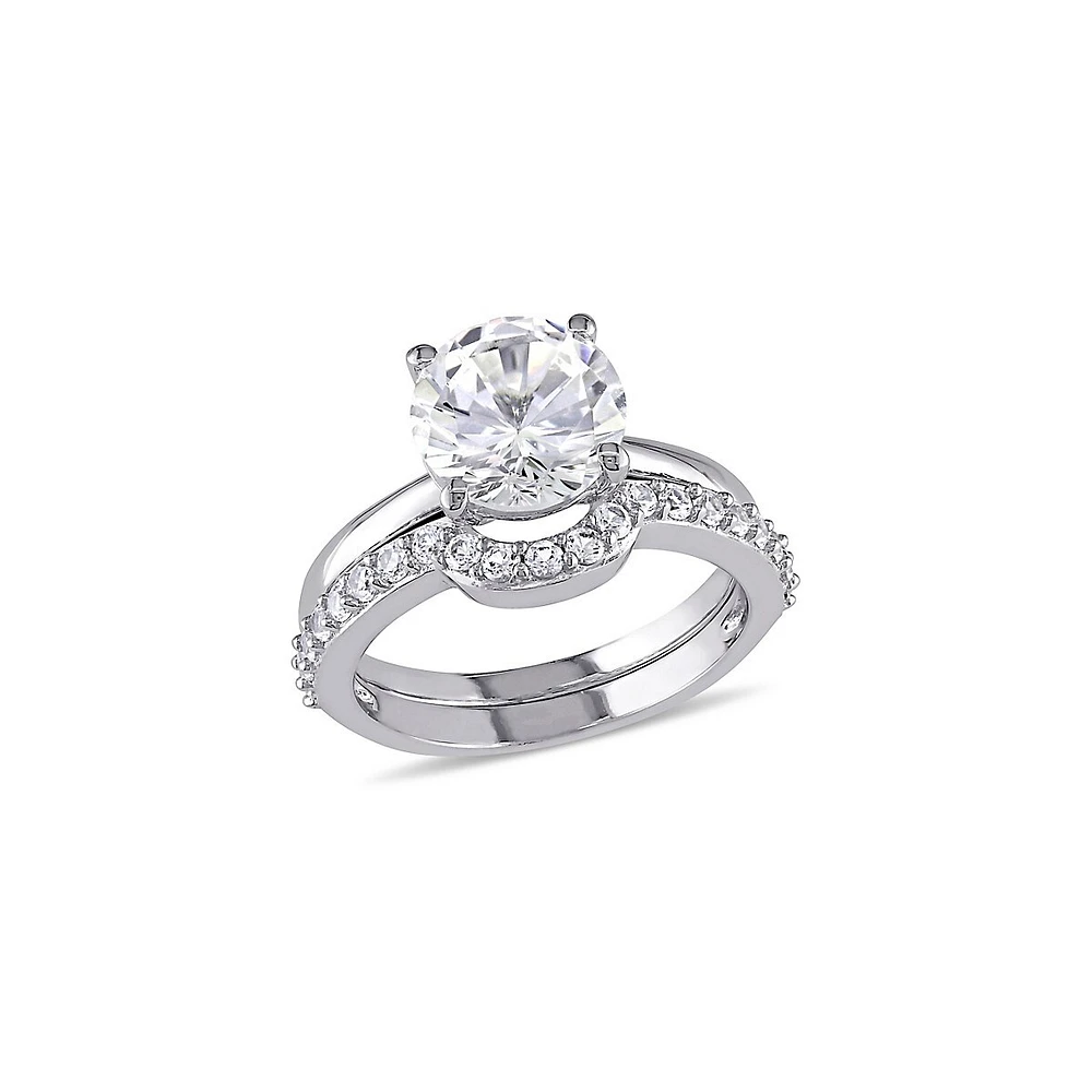 Ensemble de deux bagues nuptiales en or blanc 10 ct