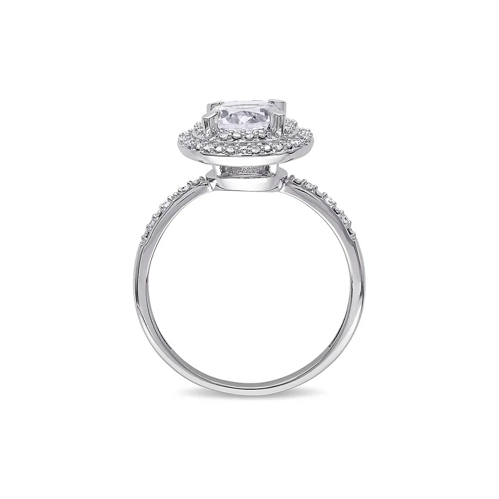 10K White Gold & 0.1 CT. T.W. Diamond Halo Ring