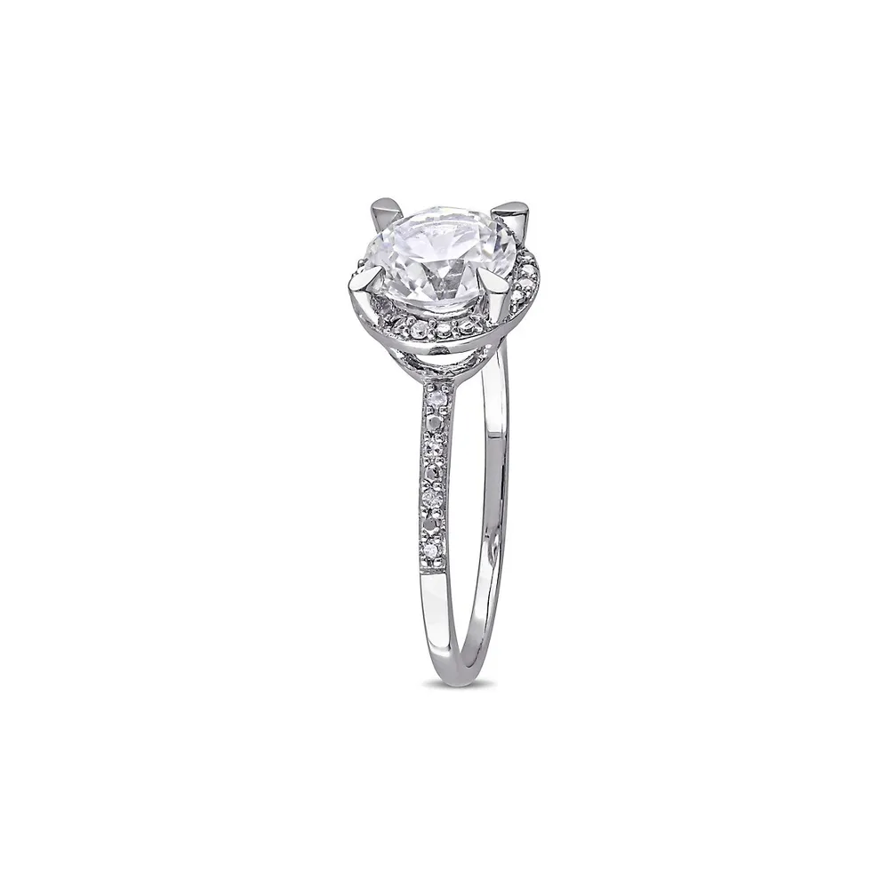 10K White Gold & Diamond Halo Ring