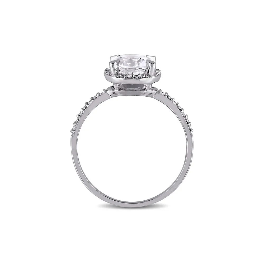 10K White Gold & Diamond Halo Ring