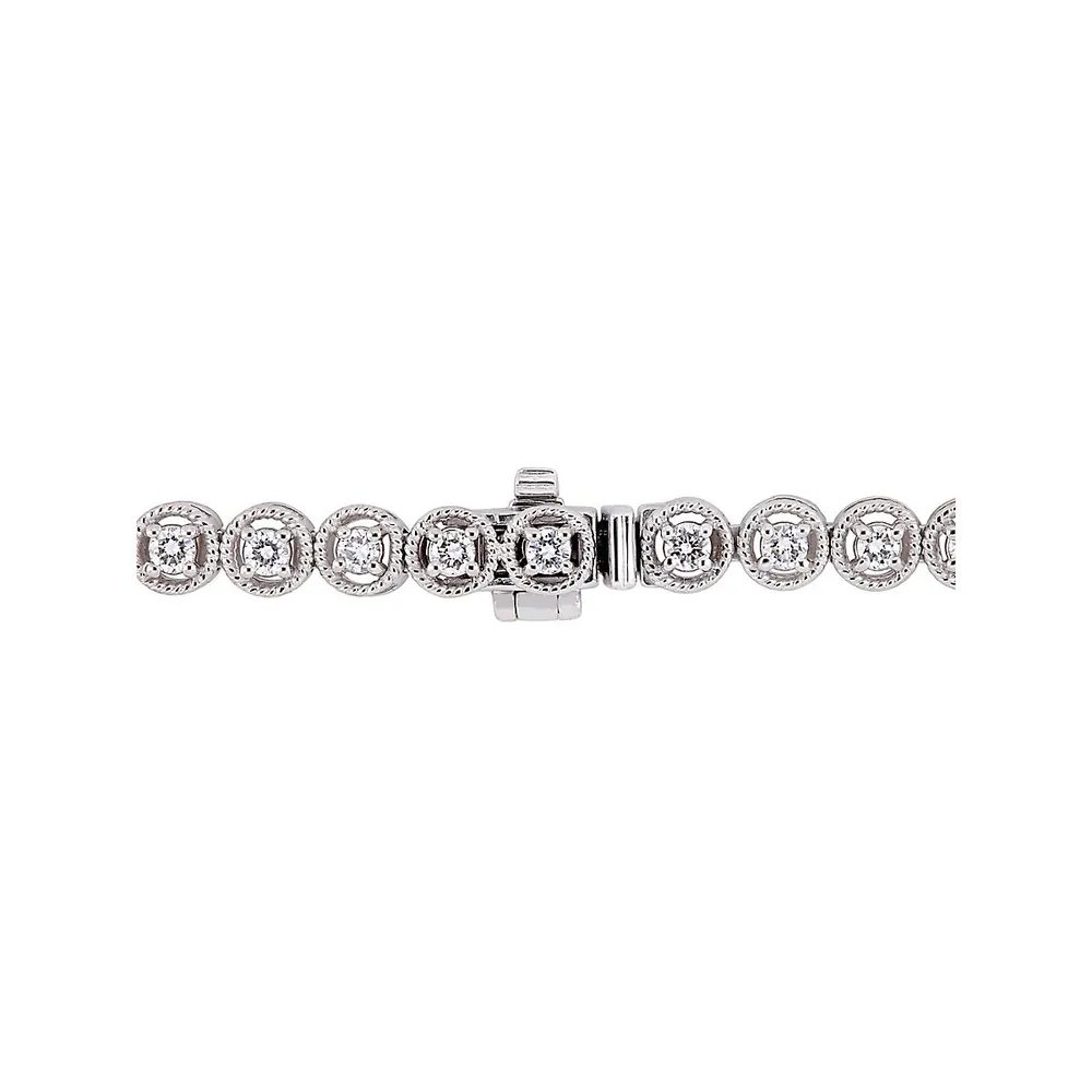 14K White Gold & Diamond Tennis Bracelet