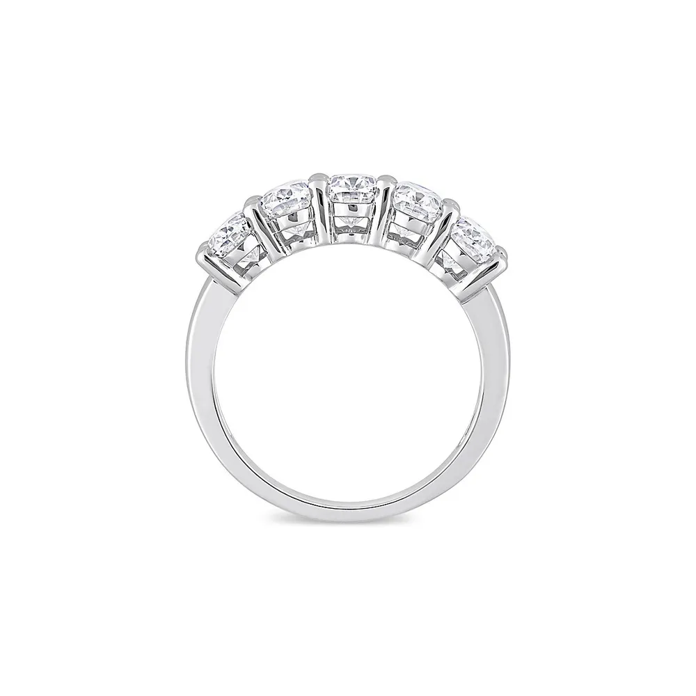 10K White Gold & 2.5 CT. D.E.W. Created Moissanite Oval Semi Eternity Band