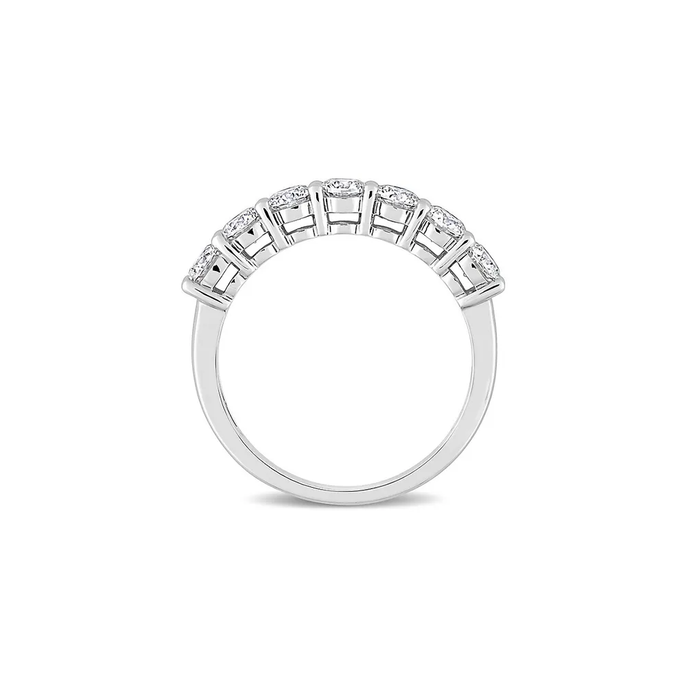 Or blanc 10 ct et 1 ct. Bague semi éternité Moissanite D.E.W