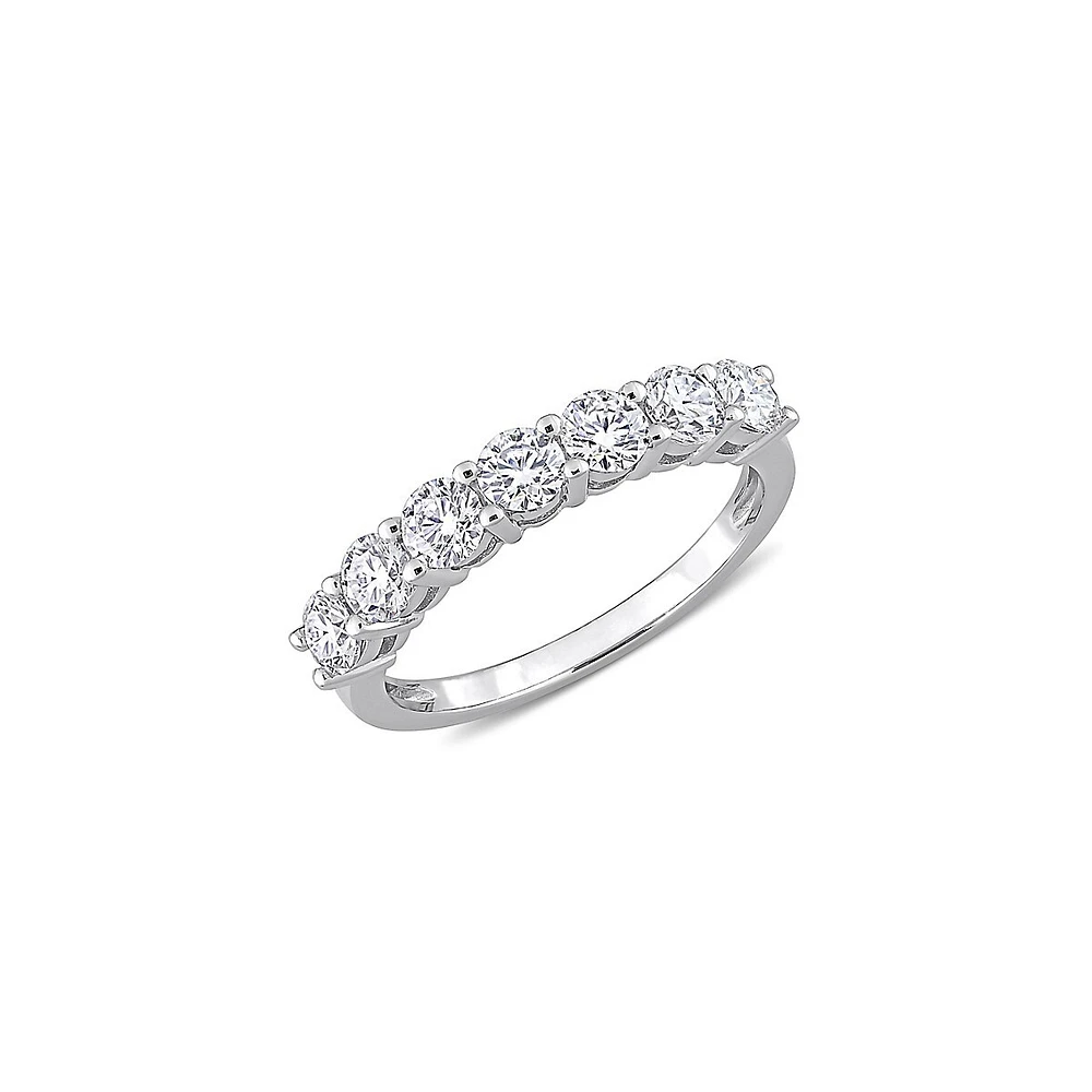 10K White Gold & 1 CT. D.E.W Created Moissanite Semi-Eternity Ring