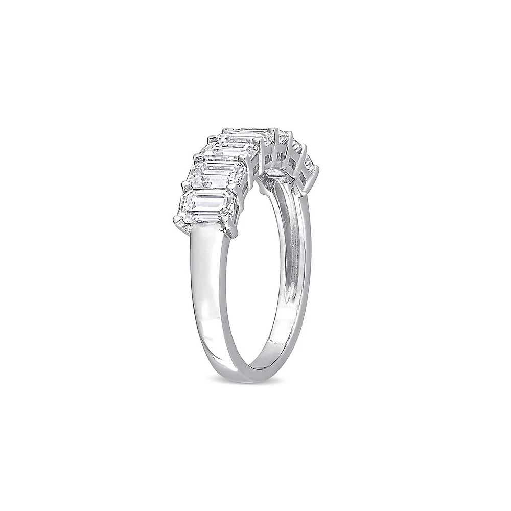 10K White Gold & 2.1 CT. D.E.W. Created Moissanite Emerald Cut Semi-Eternity Ring