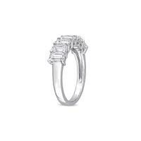 10K White Gold & 2.1 CT. D.E.W. Created Moissanite Emerald Cut Semi-Eternity Ring