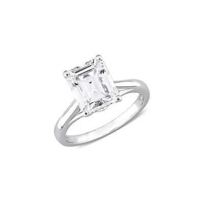 Or blanc 10 ct 3,5 ct. D.E.W. Bague solitaire en moissanite