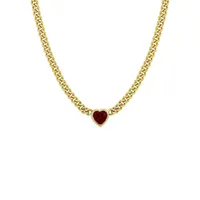 Goldplated Sterling Silver & Created Ruby Heart Link Necklace