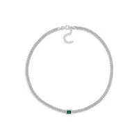 Sterling Silver & Created Emerald Curb-Link Chain Necklace