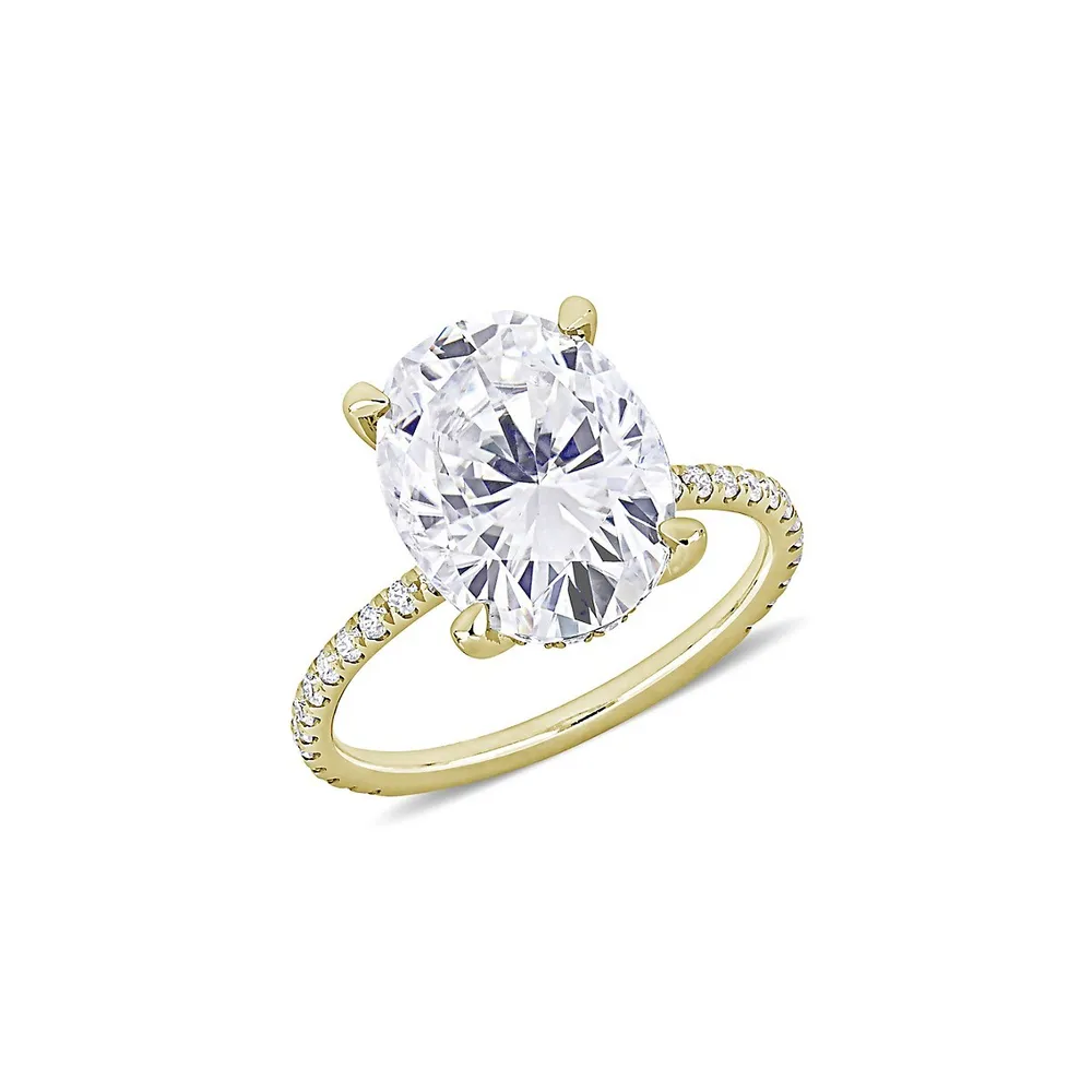 10K Yellow Gold & CT. D.E.W. Created Moissanite Engagement Ring