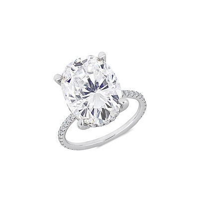 Bague de fiançailles en or blanc 10 ct et moissanites 8 PTN