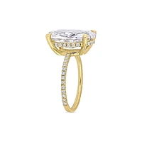 Bague de fiançailles en or jaune 10 ct avec moissanite 8 PTN