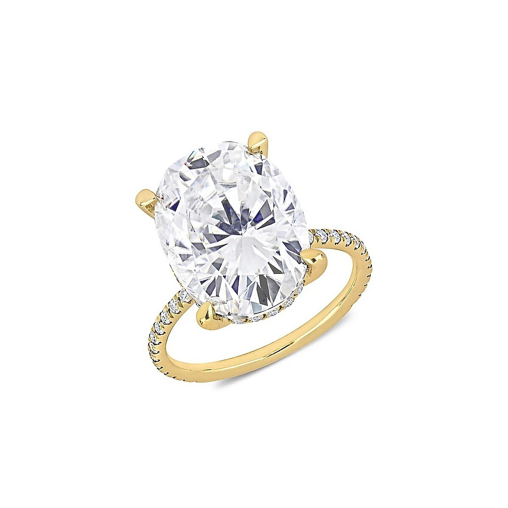 Bague de fiançailles en or jaune 10 ct avec moissanite 8 PTN