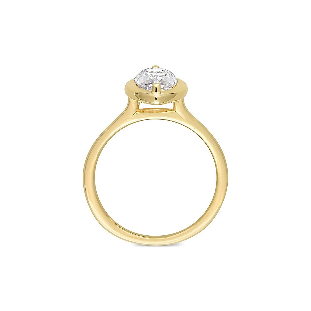 Or jaune 10 ct et 1,5 ct. Bague solitaire Moissanite Marquise D.E.W