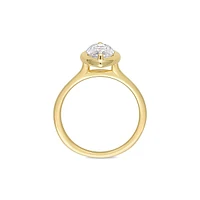 Or jaune 10 ct et 1,5 ct. Bague solitaire Moissanite Marquise D.E.W