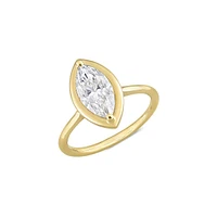 Or jaune 10 ct et 1,5 ct. Bague solitaire Moissanite Marquise D.E.W