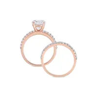 2-Piece 10K Rose Gold & 3.1 CT. T.G.W. Created Sapphire Bridal Ring Stackable Band Set