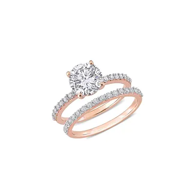 2-Piece 10K Rose Gold & 3.1 CT. T.G.W. Created Sapphire Bridal Ring Stackable Band Set