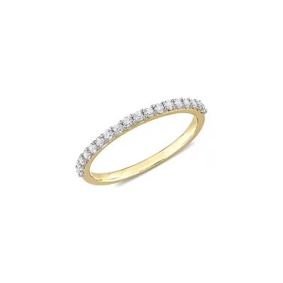 10K Yellow Gold & Created White Sapphire Semi-Eternity Ring