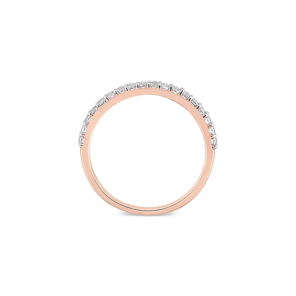 Bague semi-ternité en or rose 10 ct et saphir blanc