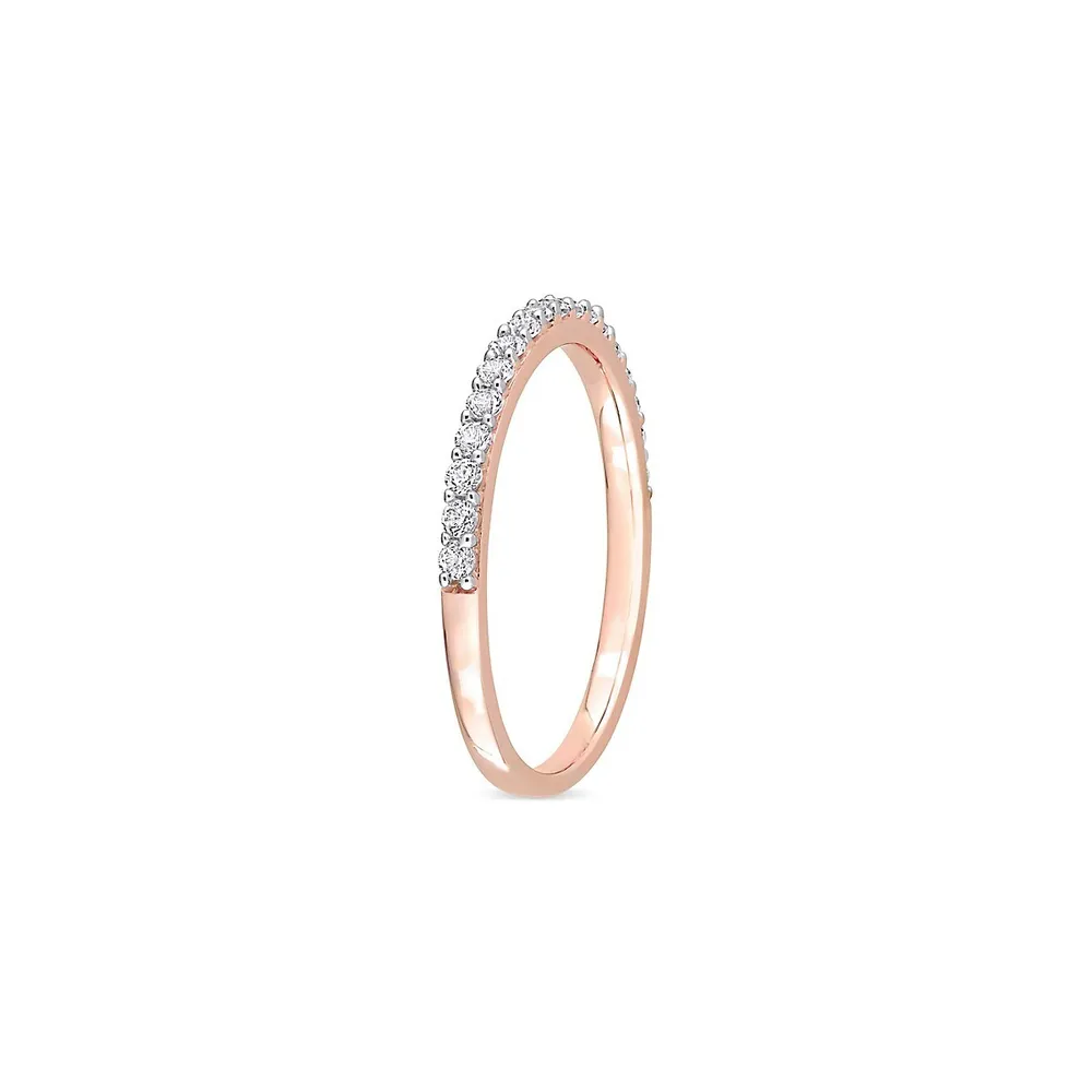 Bague semi-ternité en or rose 10 ct et saphir blanc