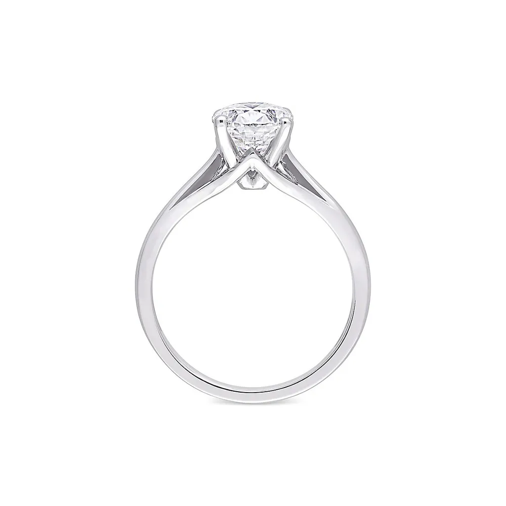 10K White Gold & 2 CT. T.W. Created Moissanite Oval Solitaire Ring