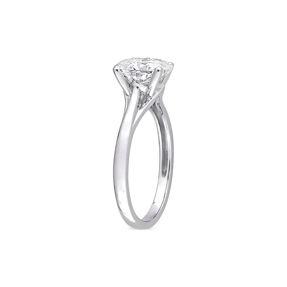 10K White Gold & 2 CT. T.W. Created Moissanite Oval Solitaire Ring