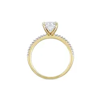 14K Yellow Gold, 2 CT. D.E.W. Created Moissanite & 0.1 T.W. Diamond Oval Engagement Ring