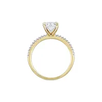 Bague de fiançailles ovale en or jaune 14 ct avec moissanite 2 PT et diamant 0,1