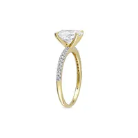 14K Yellow Gold, 2 CT. D.E.W. Created Moissanite & 0.1 T.W. Diamond Oval Engagement Ring