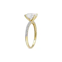 Bague de fiançailles ovale en or jaune 14 ct avec moissanite 2 PT et diamant 0,1