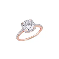 14K Rose Gold, 2 CT. D.E.W. Created Moissanite & 0.25 T.W. Diamond Halo Engagement Ring