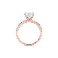 14K Rose Gold, 2 CT. D.E. W. Created Moissanite & 0.1 T.W. Diamond Solitaire Engagement Ring