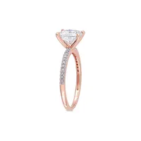 14K Rose Gold, 2 CT. D.E. W. Created Moissanite & 0.1 T.W. Diamond Solitaire Engagement Ring