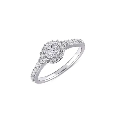0.5 CT. T.W. Diamond Composite Halo Engagement Ring 14K White Gold