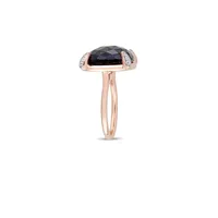 Smokey Quartz, White Sapphire and 14K Rose Gold Cocktail Ring