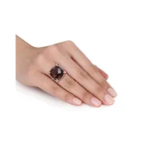 Smokey Quartz, White Sapphire and 14K Rose Gold Cocktail Ring