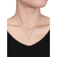 10K White Gold Chain Pendant Necklace with 7.5-8MM Cultured Freshwater Pearl and 0.01 CT. T.W. Diamonds