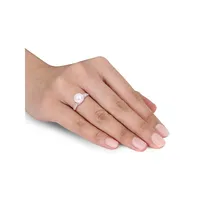 Bague en or rose 10 ct à diamants 0,33 PT et perle d'eau douce blanche 9 9,5 mm