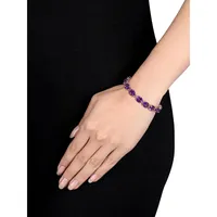 Rose Plated Sterling Silver & Amethyst Tennis Bracelet