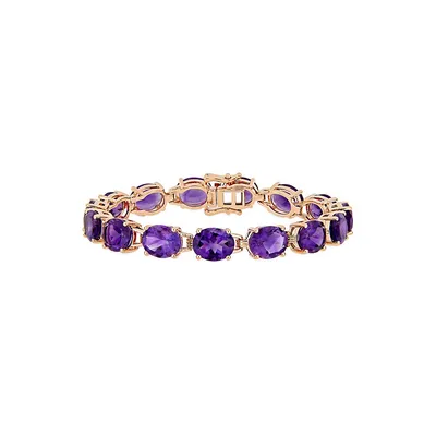 Rose Plated Sterling Silver & Amethyst Tennis Bracelet