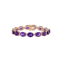 Rose Plated Sterling Silver & Amethyst Tennis Bracelet