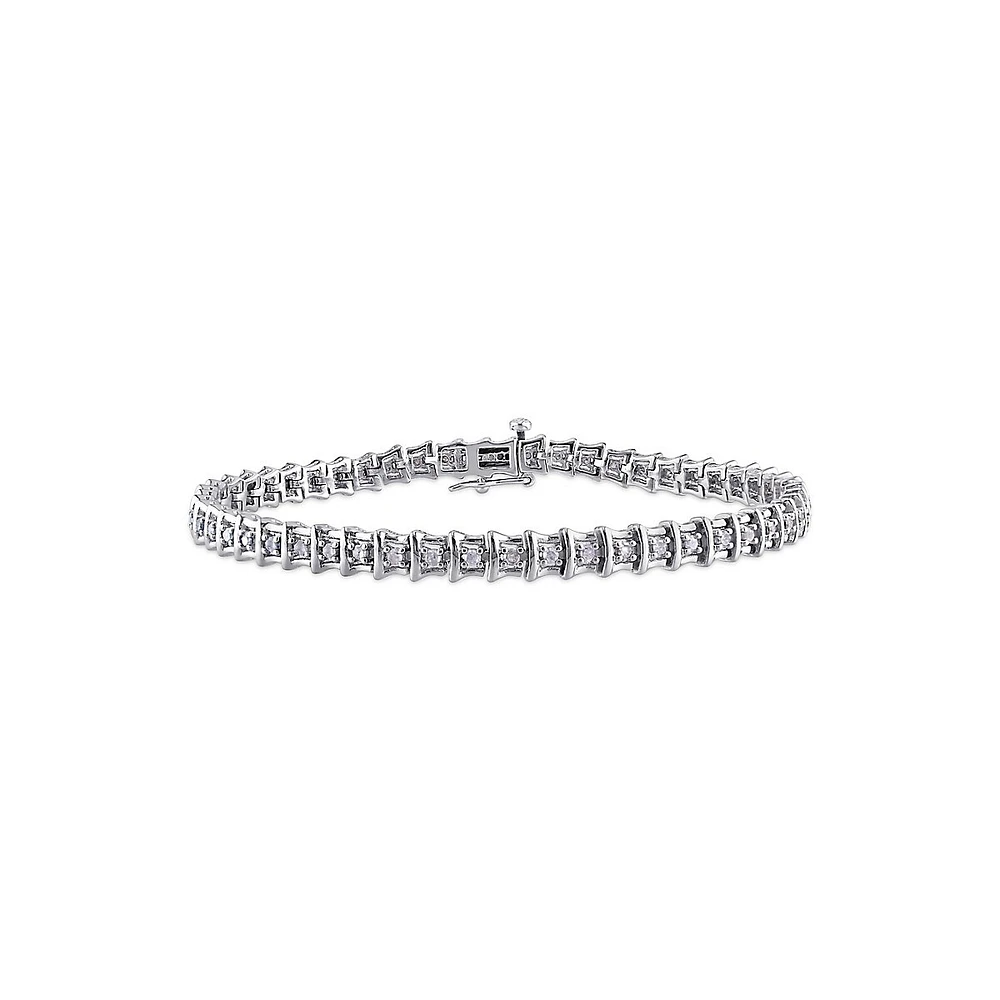 Sterling Silver 1 CT. T.W. Diamond Tennis Bracelet