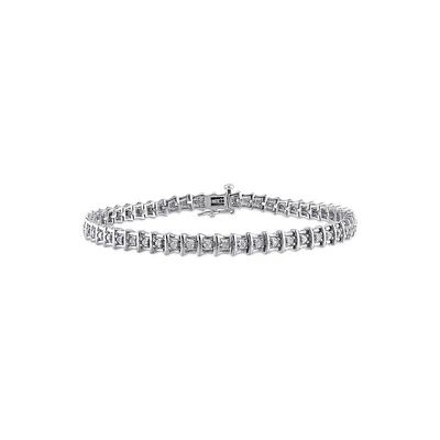 Bracelet rivière en argent sterling avec diamants 1 ct PT