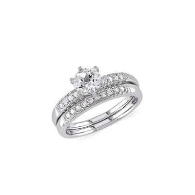 10K White Gold & 0.33 CT. T.W. Diamond Stackable Bridal Ring Set