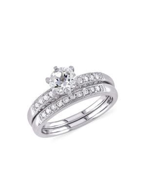 10K White Gold & CT. T.W. Diamond Stackable Bridal Ring Set