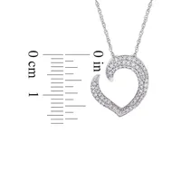 Collier à pendentif en forme de coeur ouvert en or blanc 10 ct avec diamants 0,25 ct PT